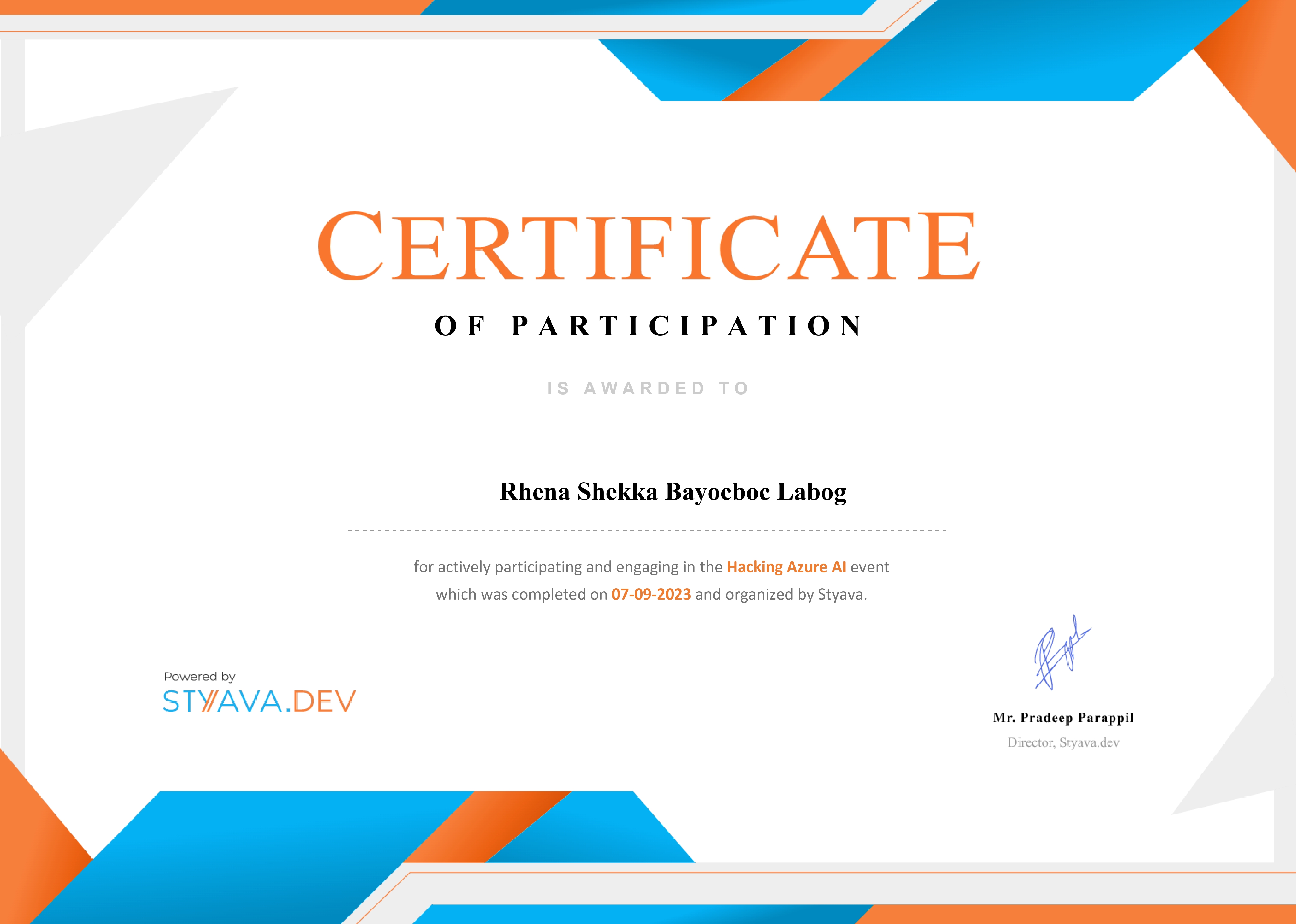Landscape Certificate